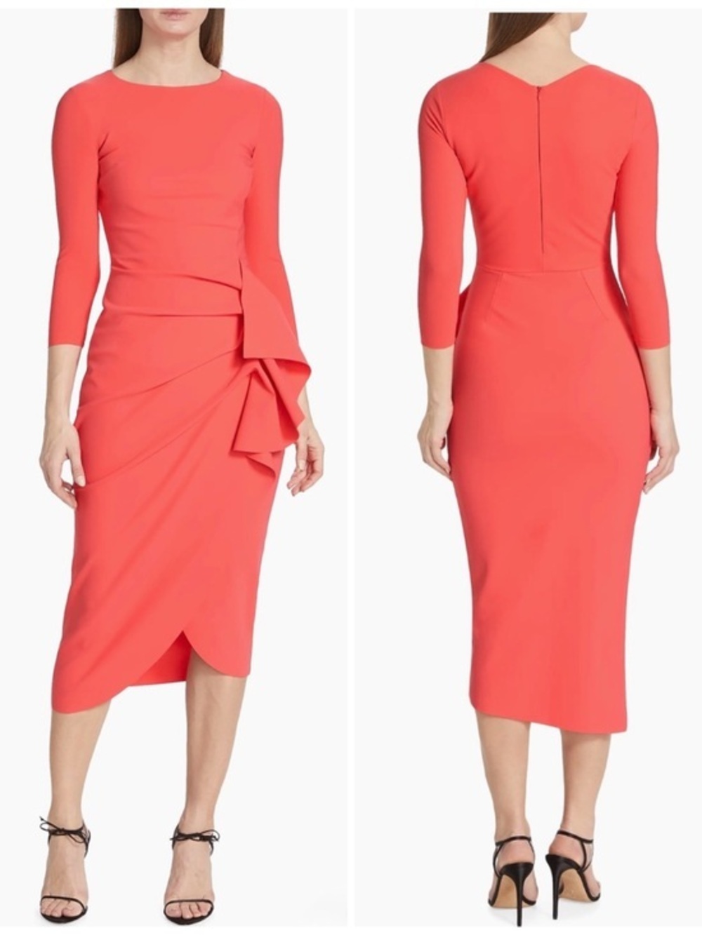 Chiara Boni La Petite Robe Wang Gathered Side Midi-Dress  Size 10 NWT